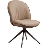Nova Swivel Dining Chair in Khaki Leather & Slate Gold Metal (Set of 2)
